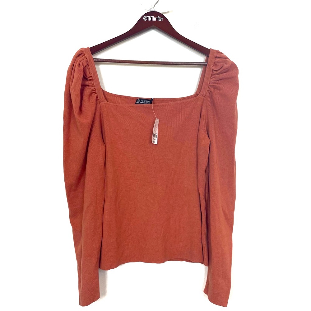 New York and Company NEW with Tags Puff Sleeve V Neck Sweater Peach XXL Casual